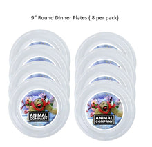 Load image into Gallery viewer, 8pk Animal Company Birthday Party Plates, Disposable Clear Plastic, Available in 7 or 9", Ships fast from USA
