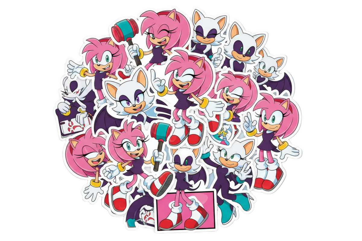 12 Amy Rose and Rouge Random Stickers, Party Favors – Party Mania USA