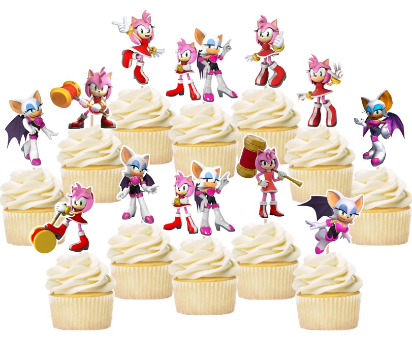 Amy Rose and Rouge Cupcake Toppers