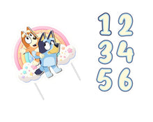 Load image into Gallery viewer, Custom Bluey Cake Topper For Girl, Ages 1-6, Measures 6x7 inches, Made in USA