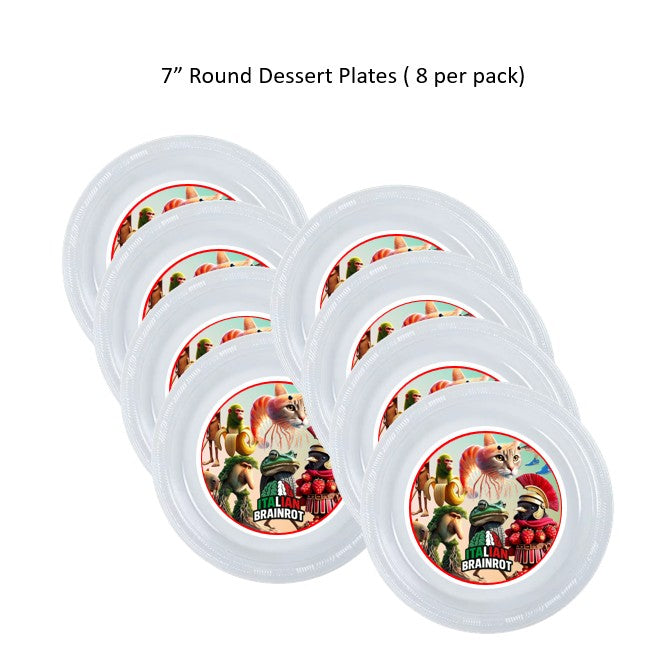 8pk Italian Brainrot Party Plates, Choose Size