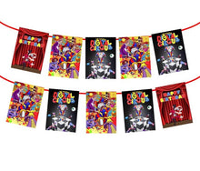 Load image into Gallery viewer, Amazing Digital Circus Birthday Party Bundle Kit - 39pc Custom Decoration Set with Red Tablecover