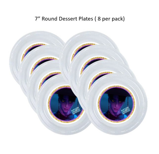 8pk KPop Demon Hunters Clear Plastic Disposable Party Plates, Choose Size