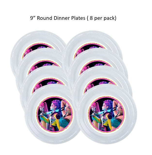 8pk KPop Demon Hunters Birthday Party Plates, Disposable Clear Plastic ...