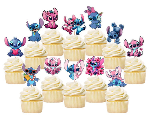 Stitch and Angel cupcake toppers