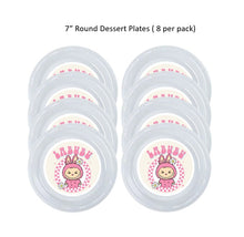 Load image into Gallery viewer, 8pk Labubu Birthday Party Plates, Disposable Clear Plastic, Available in 7 or 9" round size