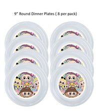 Load image into Gallery viewer, 8pk Labubu Birthday Party Plates, Disposable Clear Plastic, Available in 7 or 9" round size