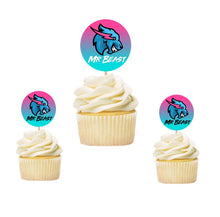 Load image into Gallery viewer, Mr Beast Cupcake Toppers - Handmade Birthday Party Decorations, Made in USA