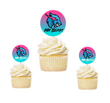 Load image into Gallery viewer, Mr Beast Cupcake Toppers - Handmade Birthday Party Decorations, Made in USA