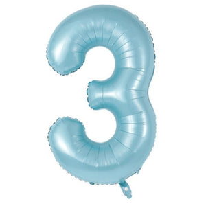 40" Light Baby Blue Number Balloon, Avail 1 2 3