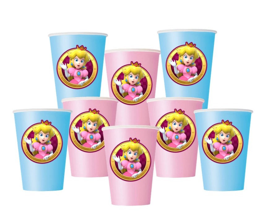 Princess Peach Party Paper Cups, 8 piece – Party Mania USA