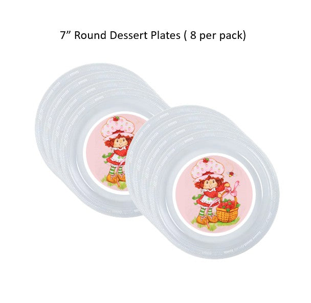 8pk Rosita Fresita Clear Plastic Disposable Party Plates, Strawberry Shortcake Plates