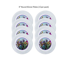 Load image into Gallery viewer, 8pk Roblox Clear Plastic Disposable Party Plates Teal Purple, Choose Size