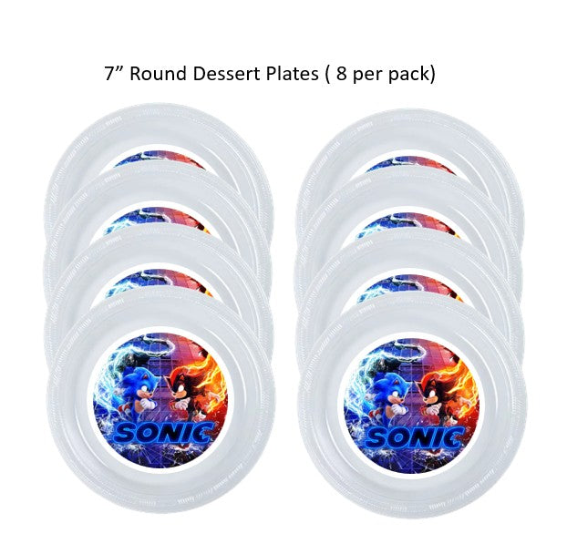 8pk Sonic 3 Clear Plastic Disposable Party Plates, Choose Size