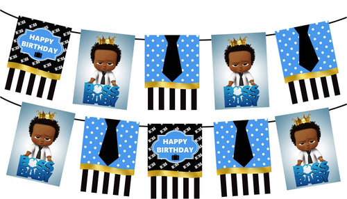 Afro Boss Baby Boy Birthday Banner