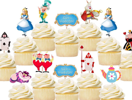 Alice In Wonderland Cupcake Toppers, Party Supplies