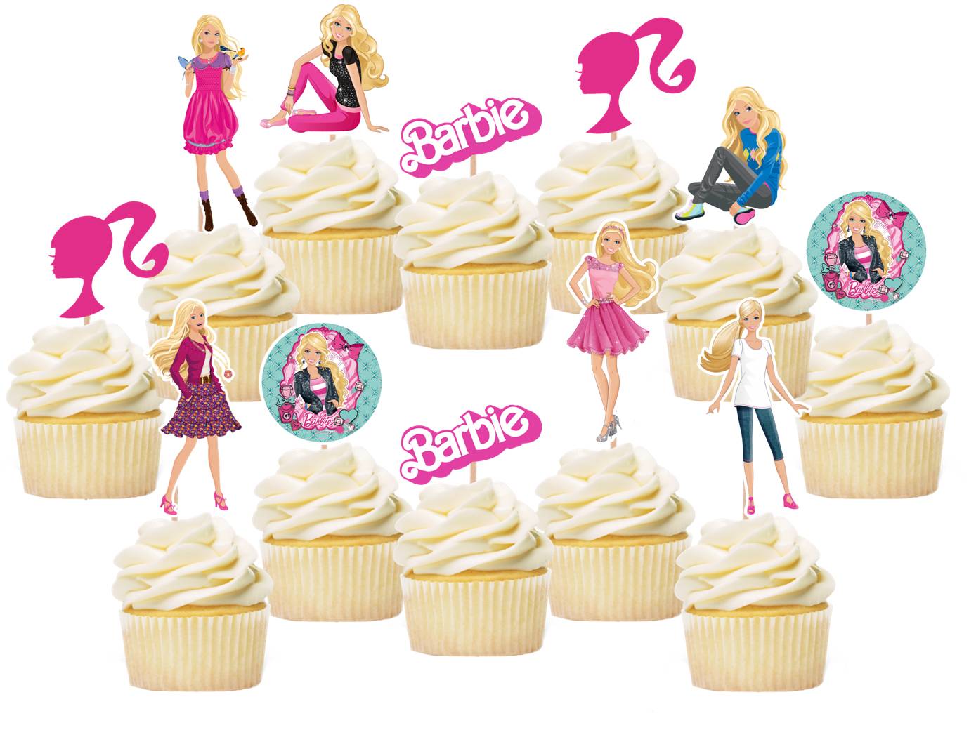 Wetenschap liefde Lunch Barbie Cupcake Toppers, Party Supplies – Party Mania USA