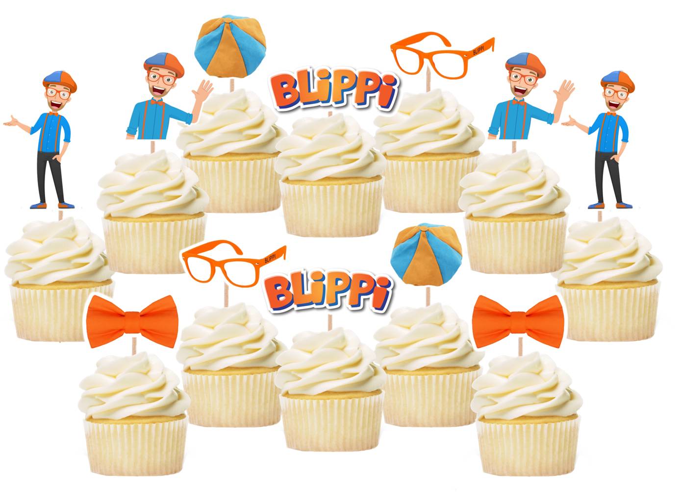 Blippi Cupcake Toppers, Party Supplies