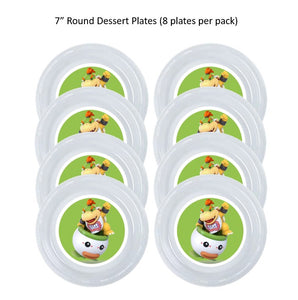Bowser Clear Plastic Disposable Party Plates, 8pc per Pack, Choose Size