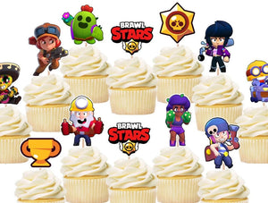 Brawl Stars Cupcake Toppers, Party Supplies, Cake Decorations