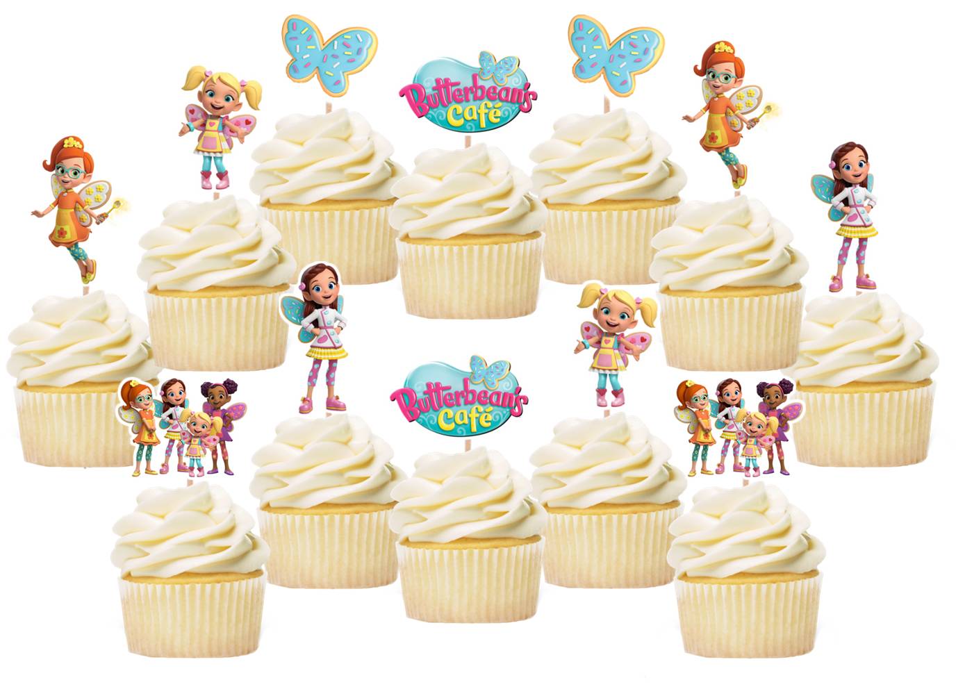 Butterbean Cafe Cupcake Toppers, Handmade