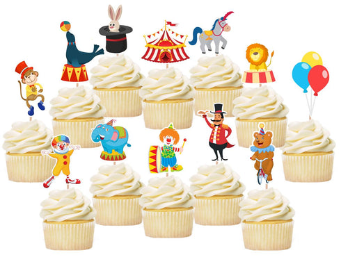 Circus cupcake toppers, cake decorations