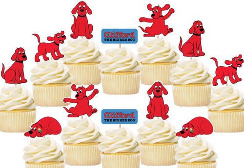 Clifford The Big Red Dog cupcake toppers