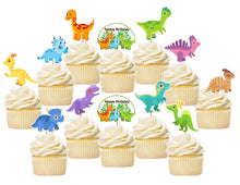 Load image into Gallery viewer, Baby Dino Dinosaurs Cupcake Toppers, Handmade