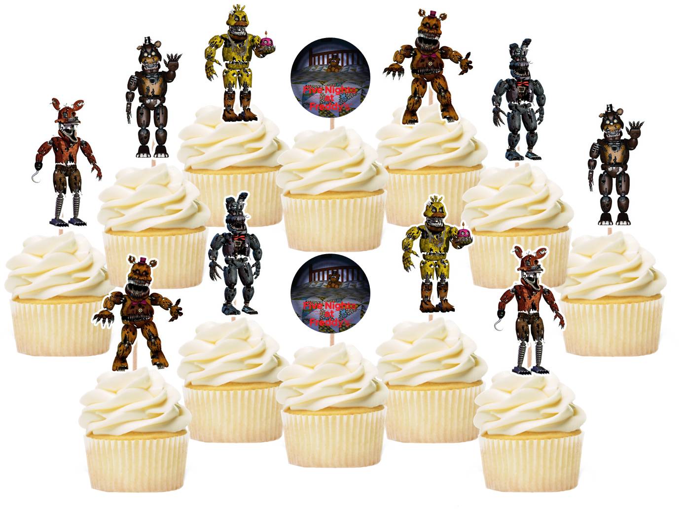 Five Nights at Freddy's 4 Cupcake Toppers – Party Mania USA for Five Nights At Freddy S Cupcake Toppers Free Printable