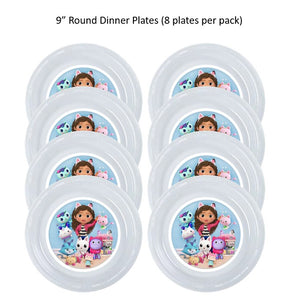 Gabby's Dollhouse Clear Plastic Disposable Party Plates, 8pc per Pack, Choose Size