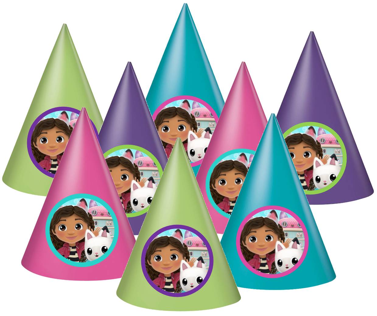 Gabby's Dollhouse Birthday Party Hats Party Suplies, 8ct