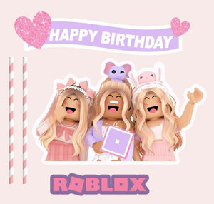 Girl Roblox Cake Topper Party Supplies, Handmade from Cardstock