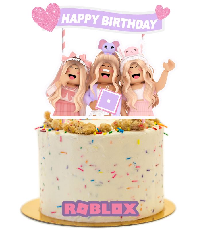 Girl Roblox Cake Topper Party Supplies, Handmade from Cardstock – Party  Mania USA