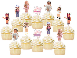 Girl Roblox Cupcake Toppers Party Supplies, Party Supplies