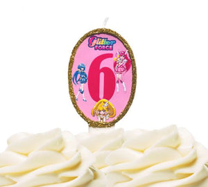 Glitter Force  birthday number candle