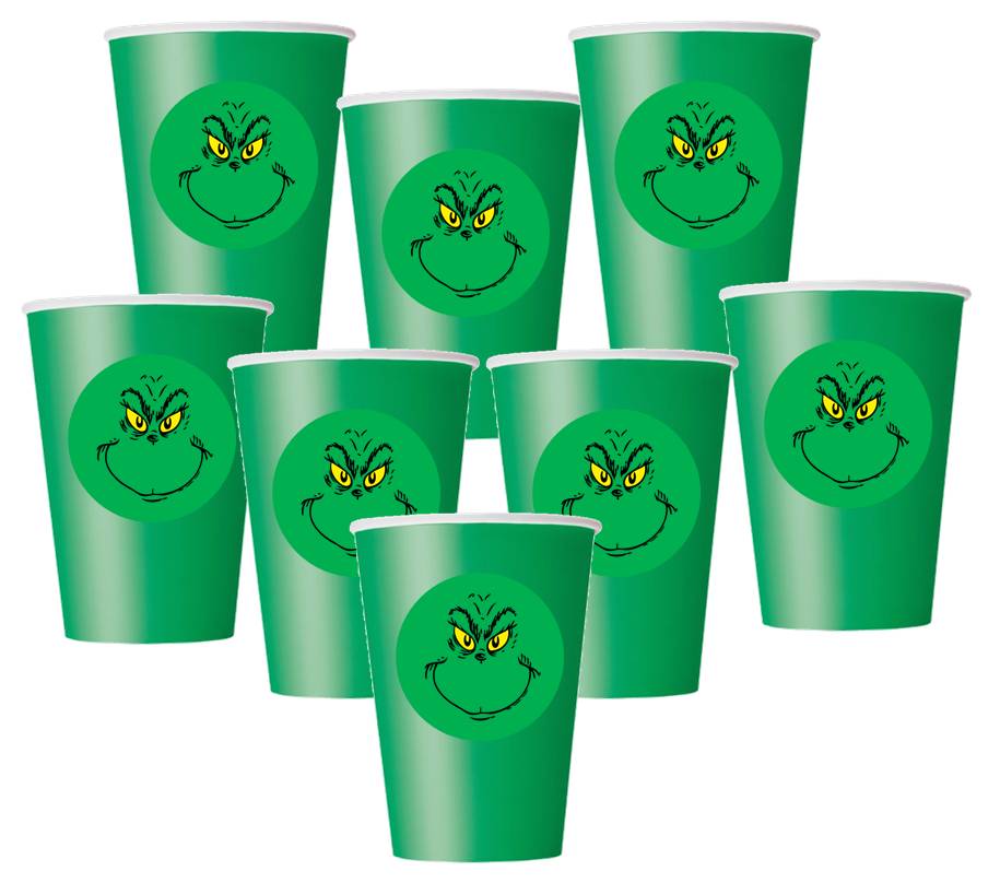 8pc The Grinch Paper Cups, Party Supplies – Party Mania USA