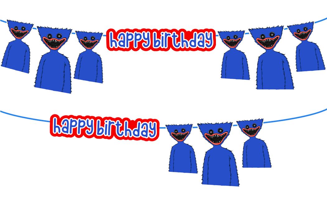 Huggy Wuggy Happy Birthday Banner