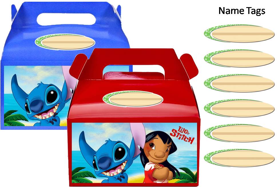 Lilo and Stitch Treat Favor Boxes with Name Tags 8ct, Party Supplies