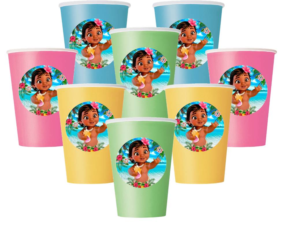 Baby Moana Paper Cups 8 piece, Party Supplies