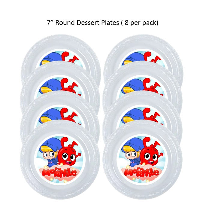 Morphle Clear Plastic Disposable Party Plates, 8pc per Pack, Choose Size