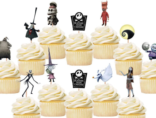 nightmare before christmas cupcake toppers, cake decorations