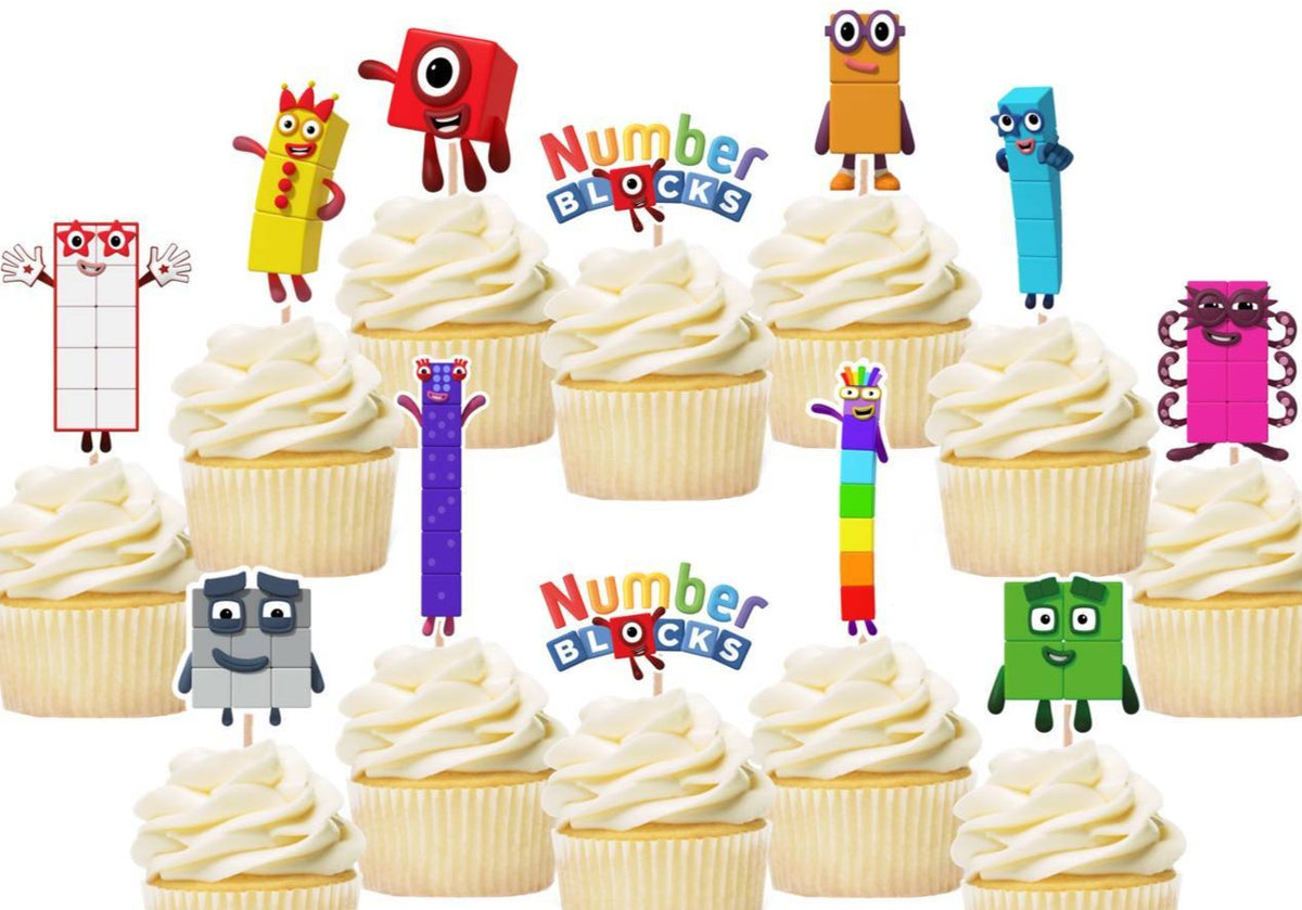 Numberblocks Cupcake Toppers, Handmade Numberblocks – Party Mania USA