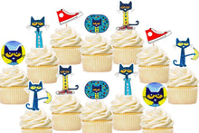 Load image into Gallery viewer, Pete The Cat Cupcake Toppers, Handmade