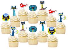 Load image into Gallery viewer, Pete The Cat Cupcake Toppers, Handmade