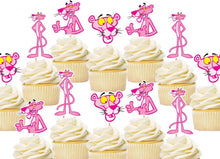 Load image into Gallery viewer, Pink Panther Cupcake Toppers, Cake Decorations