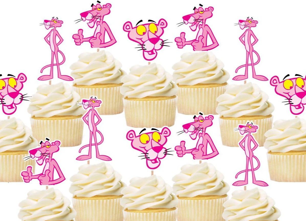 Pink Panther Cupcake Toppers, Cake Decorations
