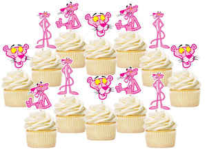 Pink Panther Cupcake Toppers, Party Supplies, Handmade
