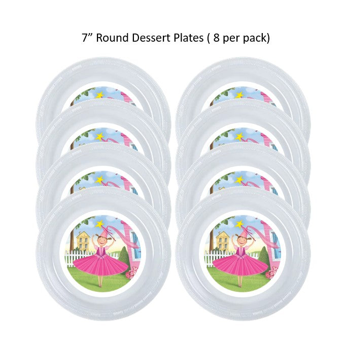 Pinkalicious Clear Plastic Disposable Party Plates, 8pc per Pack, Choose Size