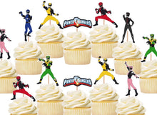 Load image into Gallery viewer, power rangers cupcake toppers, cake decorations