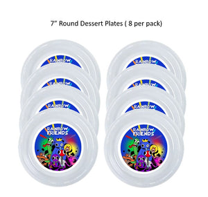 Rainbow Friends Clear Plastic Disposable Party Plates, 8pc per Pack, Choose Size